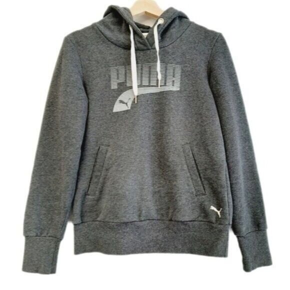 Puma Tops - PUMA Sweatshirt Hoodie Grey w/ Velvet Logo Sz S
